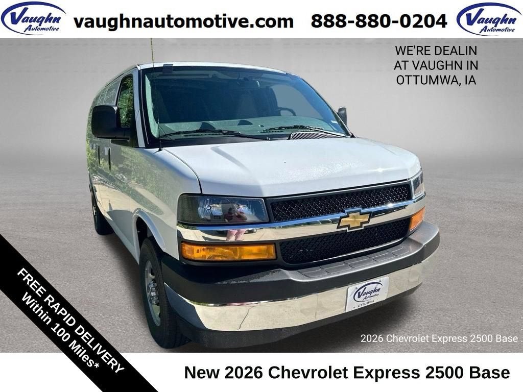2026 Chevrolet Express Cargo WT in Summit White — front three-quarter view