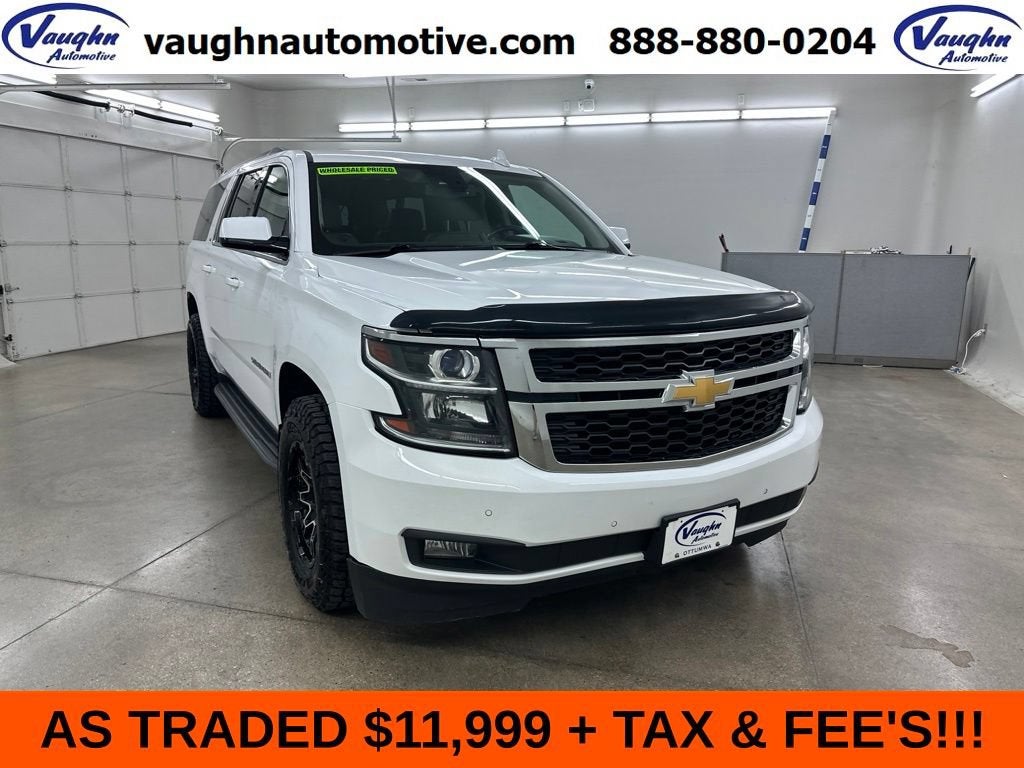 2017 Chevrolet Suburban LT in Summit White — front three-quarter view