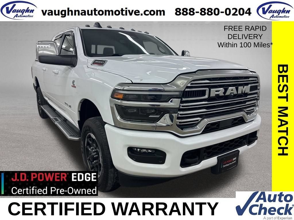 2025 RAM 3500 Laramie in White — front three-quarter view