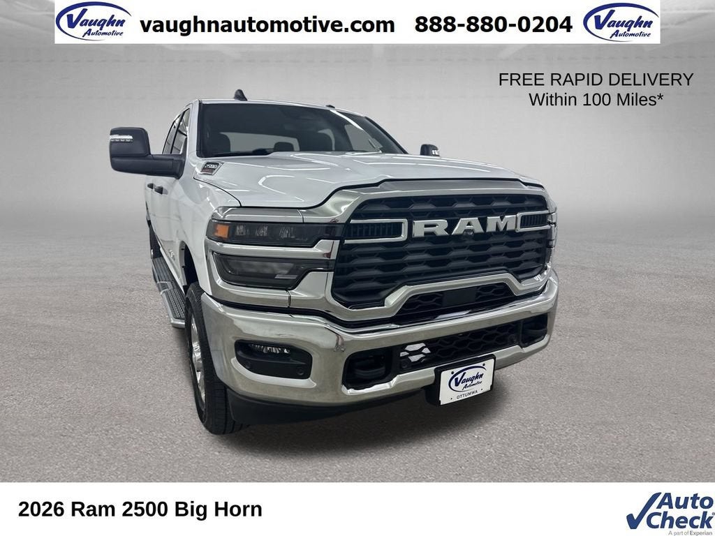 2026 RAM 2500 Big Horn in White — front three-quarter view