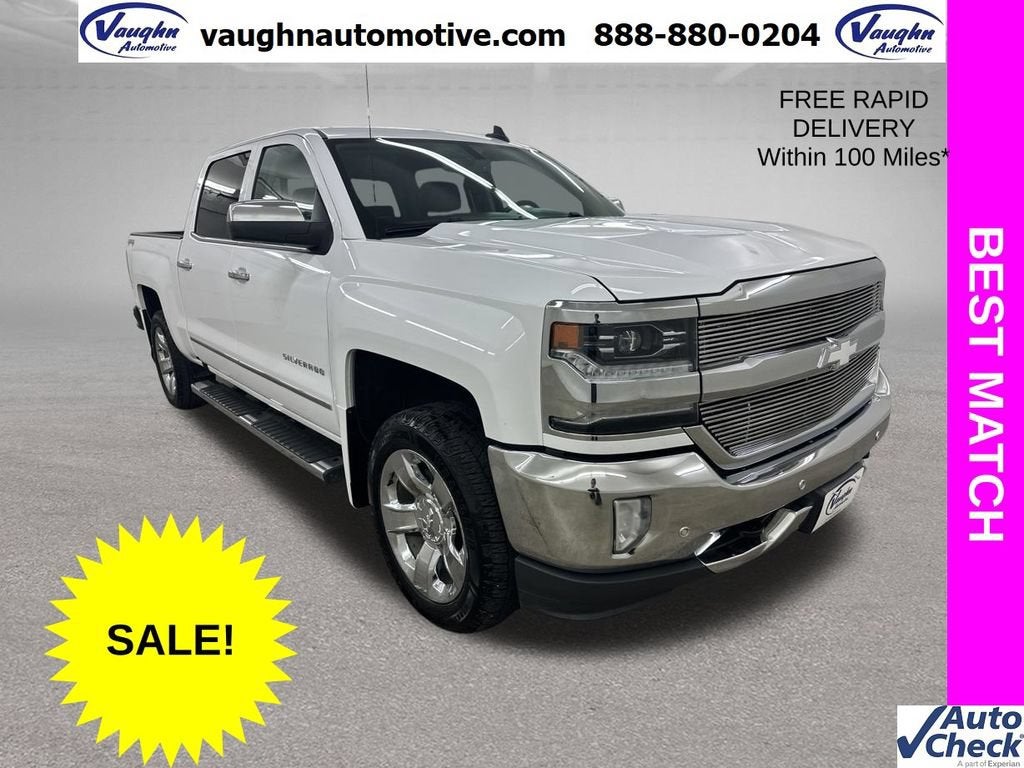2017 Chevrolet Silverado 1500 LTZ in Summit White — front three-quarter view
